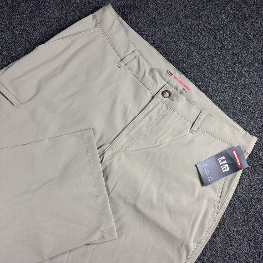 Union Bay Active Cargo Pants Rainier Travel Chino Pants Mens 38x30 Khaki Hiking